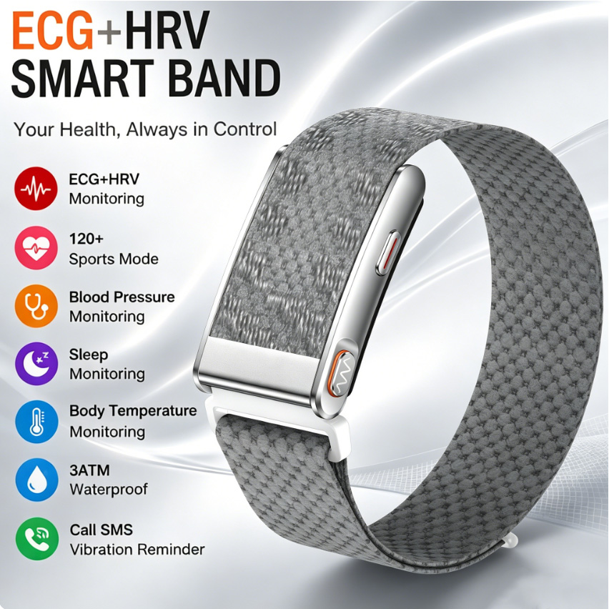 Health Wellness Bracelet - スマートヘルスブレスレット ECG HRV 血圧 睡眠モニター 体温