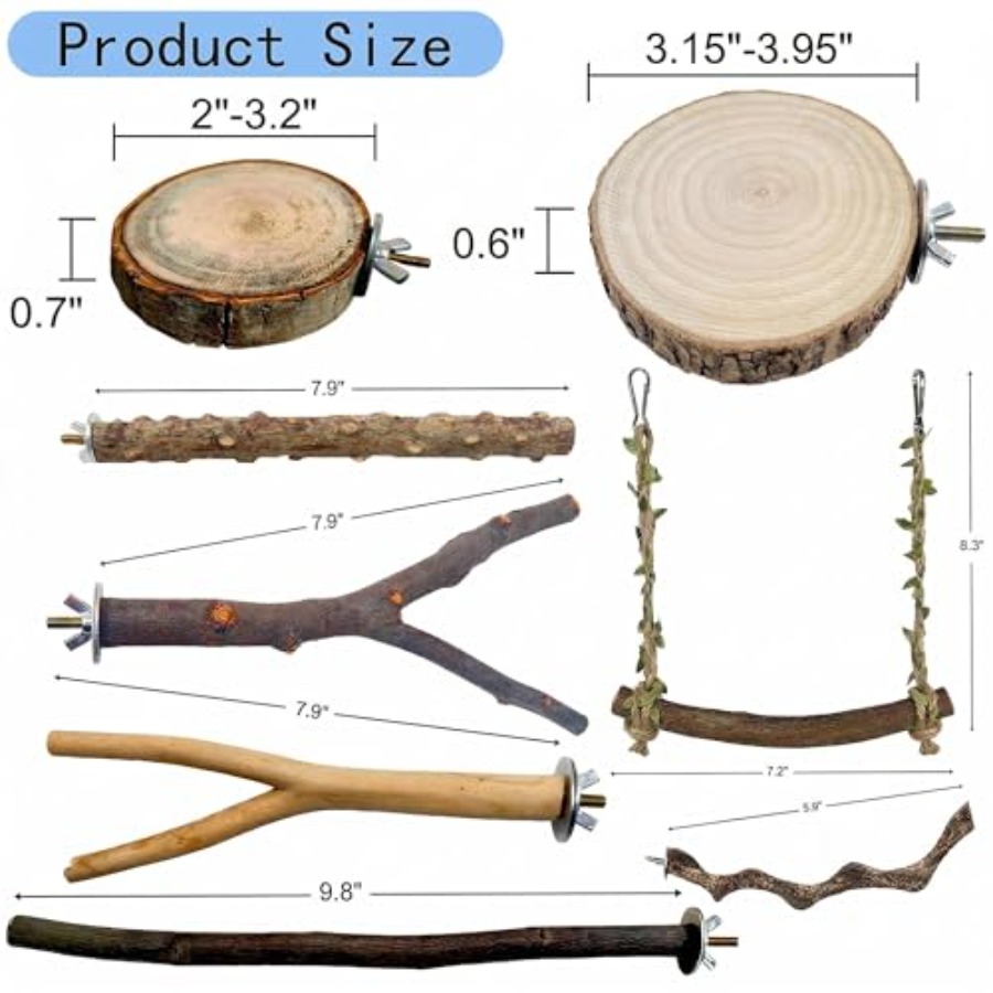 8個入り天然木製鳥用止まり木、小型鳥かご用、茶色、環境に優し - Health & Wellness Lubbock のレビューと価格